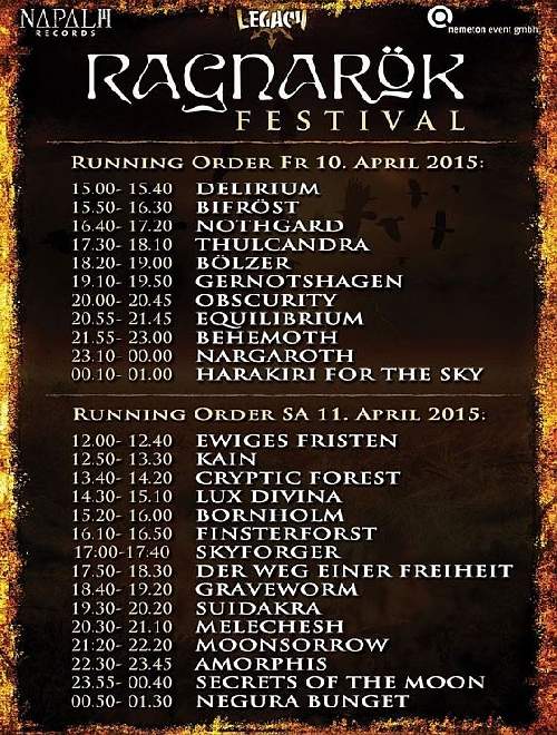 RAGNARÖK FESTIVAL: Die finale Running Order steht fest